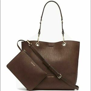 Brown Calvin Klein Sonoma Tote Bag & Wristlet